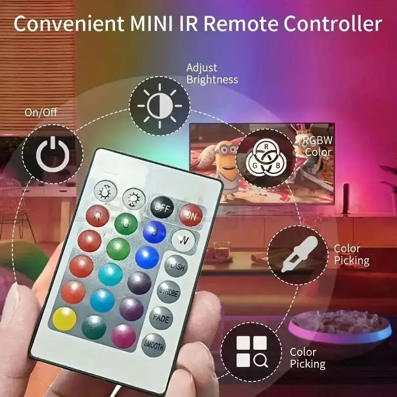 2835 RGB LED Strip Lights 5V USB Lights IR Remote Control Flexible Ribbon Tape For Computer PC TV Backlight Bar Birthday Decor