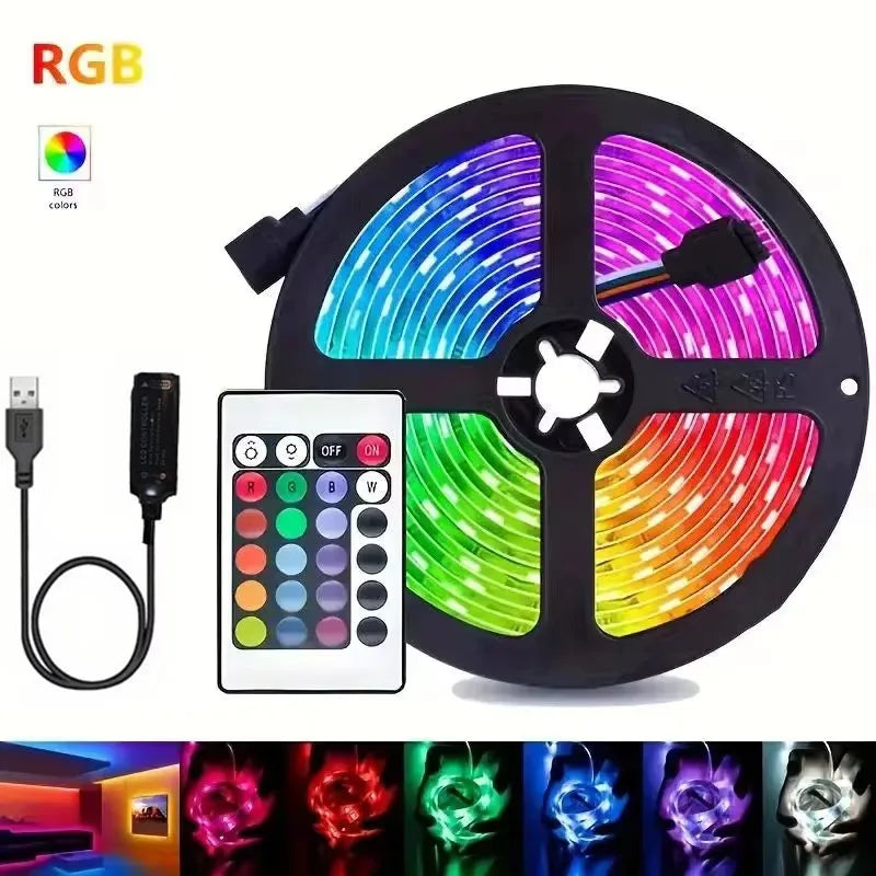 2835 RGB LED Strip Lights 5V USB Lights IR Remote Control Flexible Ribbon Tape For Computer PC TV Backlight Bar Birthday Decor